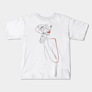 Minimal Woman line art. Female poster. Kids T-Shirt